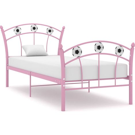 Bed Frame Pink Powder-coated metal Single Durable Bed Frame vidaXL (1/5)