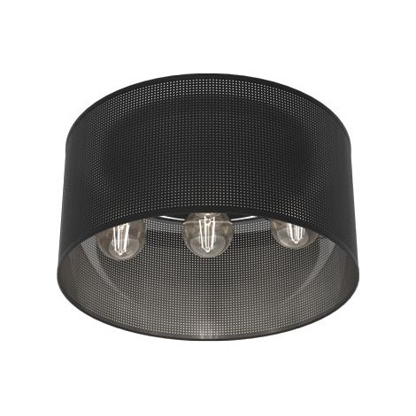 Plafonnier loft rond Ø40 noir grillage 3xE27 Luminex