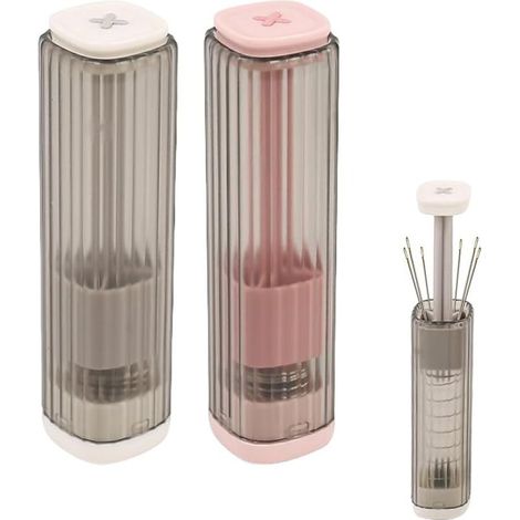 Lot de 2 étuis magnétiques pour aiguilles à coudre – Boîte à aiguilles magnétique – Mini tube de rangement pour aiguilles à coudre à la main pour ranger toutes sortes d'aiguilles fines, 2,6 x 2,6 x
