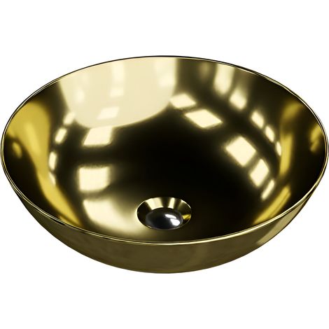 Vasque à poser LAVITA Vasque à poser élégante et compacteProduit en porcelaine de haute qualité ronde 40x40x13,5 cm  Or