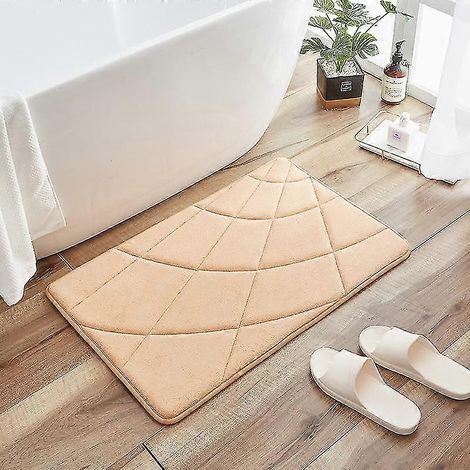Tapis de sol absorbant Pxcl antidérapant pour l'entrée de la salle de bain et des toilettes - 50 x 80 cm - Camel (1/5)