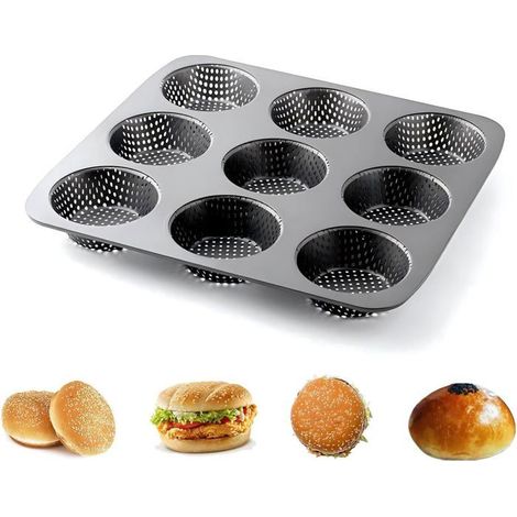 Plaque à pain pour 9 pièces (32x30cm) - Revêtement antiadhésif en acier au carbone, résistant à la chaleur 230°C - Pour la maison (1/5)