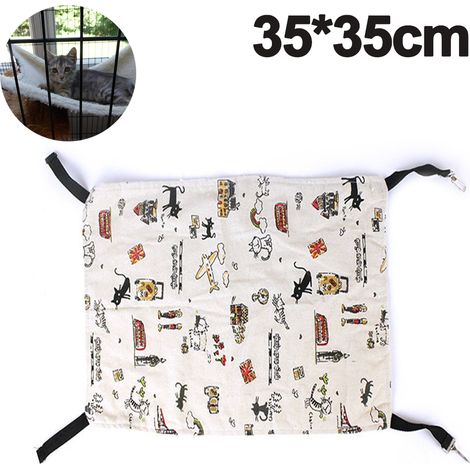 Hamac Pour Chat - Lit Suspendu Réglable Pour Cage ou Chaise - Double Face Doux/Imperméable - 35 x 35 cm et 53 x 35 cm - 1 Pièce (1/5)