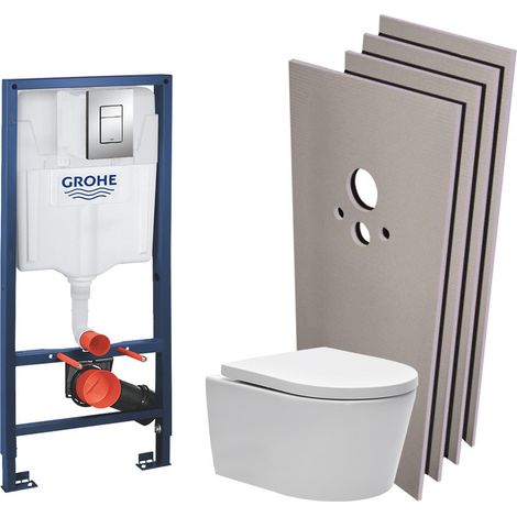 Swiss Aqua Technologies Pack WC Rapid SL + cuvette sans bride SAT, fixations cachées + plaque Skate chrome + Set habillage