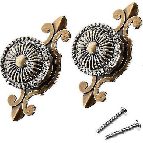Lot de 2 boutons de meuble vintage, boutons de tiroir ronds en laiton rétro, poignées de porte de placard