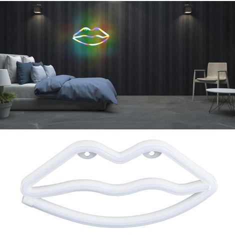 Décoration murale néon LED colorée en forme de lèvres pour chambre d'enfant ou fête de Noël (1/5)