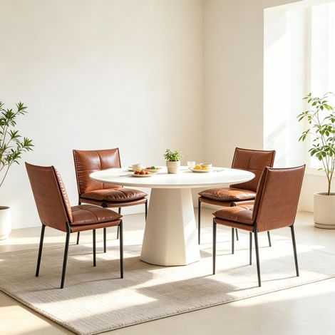 Ensemble élégant de 4 chaises de salle à manger avec dossier rembourré, lot de 4 fauteuils confortables pour cuisine ou séjour. (1/5)