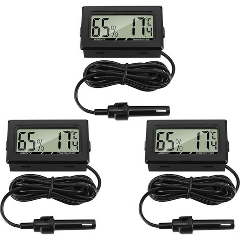 Thermomètre numérique avec hygromètre à sonde externe, lot de 3 pour incubateur de reptiles (1/5)
