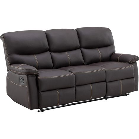 Divano 3 posti relax in Similpelle Marrone - CANBY