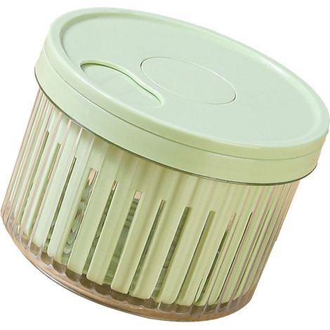 Runde, multifunktionale grüne Aufbewahrungsbox aus Kunststoff für Obst und Gemüse, ideal zur Aufbewahrung von Frühlingszwiebeln und anderen kleinen Gegenständen. (1/5)