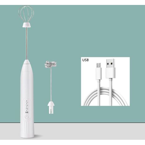 Elektrischer Milchaufschäumer mit USB-Anschluss, Edelstahl-Zubehör (weiß) (1/4)