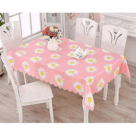 Nappe en PVC huilé, matière écologique, motif floral, facile à nettoyer (152 x 152 cm). (1/2)