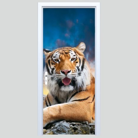 Adhesivo de tela con diseño de tigre para puerta 174PD