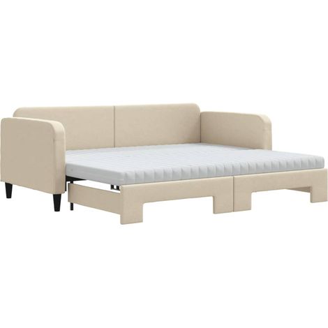 Maison Exclusive - Tagesbett Ausziehbar mit Matratzen Creme 90x20
