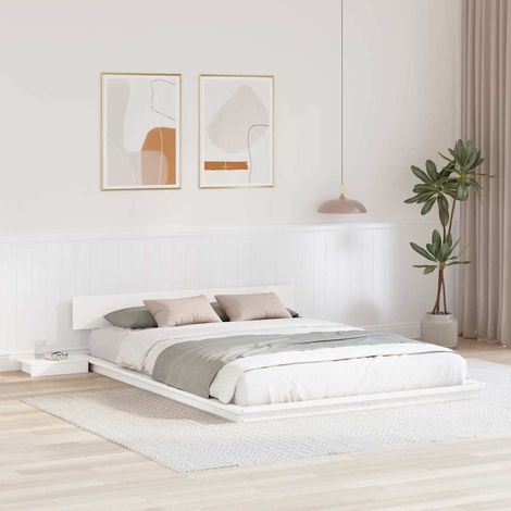Cadre de lit-Structure de lit Blanc 140 x 200 cm bois (1/5)