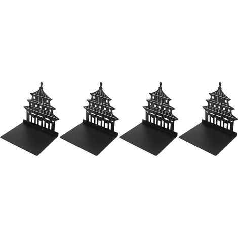 Lot de 4 Serre-livres Métal Antidérapant Design Élégant Noir Portable Décoratif Bureau Supports Livres Salle de Prière (1/5)