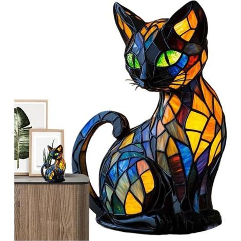 Basetbl – Lampada da notte in vetro colorato con animali – Lampada da tavolo vintage portatile – Illuminazione soffusa per la cameretta dei bambini – Materiale in resina ecologica – 20 cm (1/3)