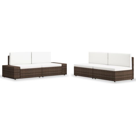 Set di mobili da giardino per esterni 4 pezzi in resina di vimini marrone 020016278