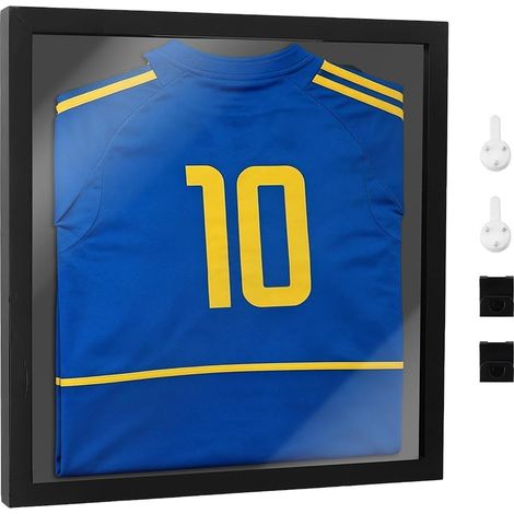 Cadre D'Affichage pour T Shirts Cadre en Bois Noir de 41x41x2cm avec Fenêtre en Acrylique Transparent Idéal pour Décorer un Mur Maillots de Football de Basketball Ou D'Autres Souvenirs Sportifs (1/5)