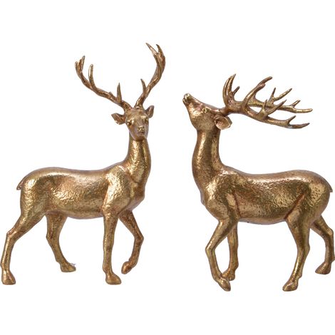 Cervo in poliresina oro 9,5x18,4x26,1 cm ass