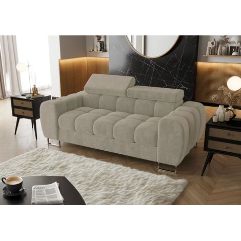Sofa Designersofa BASTIEN 2-Sitzer in Stoff Terra Beige