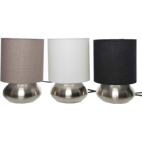Lampada da tavolo con paralume in tessuto colorato con base nichel Ø15x(h)22,5cm assortite