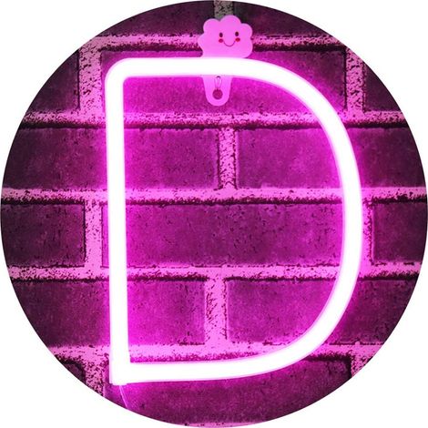 Lettre D néon LED rose (1/5)