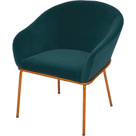 MEUBLER DESIGN Chaise Avec Accoudoirs Velours Pied Or Muleur - Velours Vert, Métal, Mousse polyéthylène, Style Art déco, 60 x 60 x 78 cm (1/4)