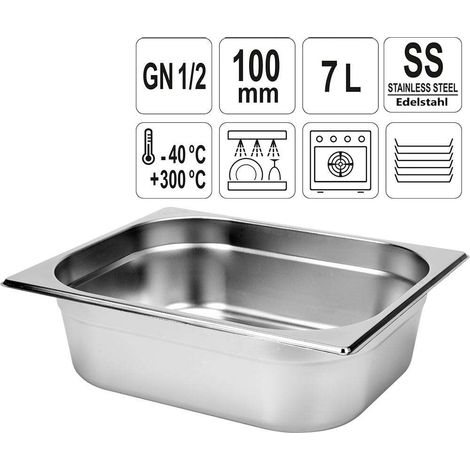Gastronormbehälter 7L - GN1/2, H100MM - Edelstahl - YG-00263 (1/5)