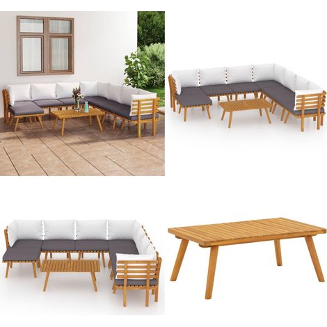 Salon de jardin 9 pcs avec coussins Bois d'acacia solide - Salon De Jardin - Meuble De Jardin - Ensemble De Salon - Mobilier D'extérieur - Acacia Massif - Home & Living (1/5)