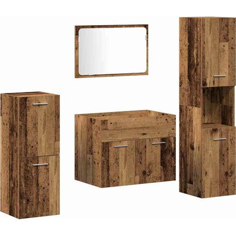 Ensemble de mobilier de salle de bain 4 pc Bois Ancien vidaXL