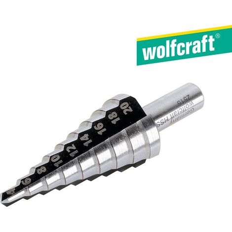 Wolfcraft Punta incrementale grigia 4-20 mm in acciaio rapido