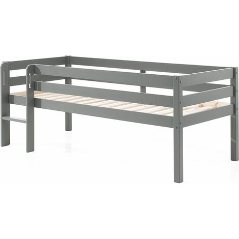 Lit mi-hauteur 90x200 sommier inclus Vipack Pino Gris (1/3)
