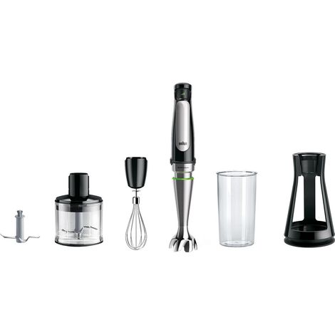 Mixeur Plongeant, Système pour Aliments Durs, Sélection de Vitesse Précise, Mini-hachoir 500mL, Fouet, Verre Doseur 600 mL, 1000W, Noir (MQ7035X) (1/5)