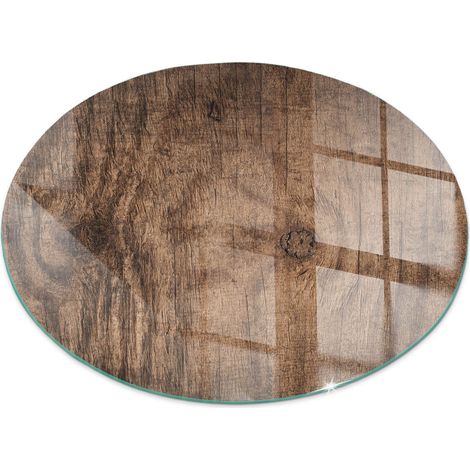 Elegante Hartglas Kaminbodenplatte Ofenglas Funkenschutzplatte für Kamin Hitzeschutz Schutzplatte Naturholzmuster Rund fi 80