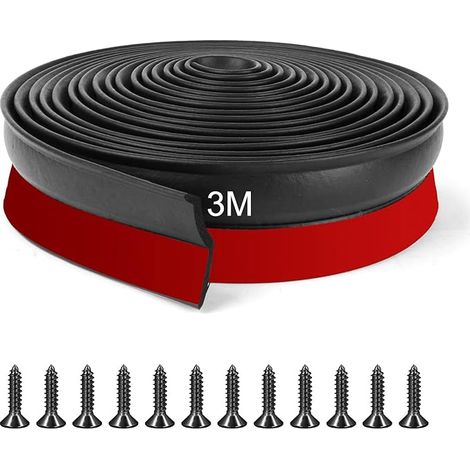 Joint porte garage 3m, Joint seuil porte garag, Épaisseur Joint Seuil sol garage caoutchouc, Barrière anti-inondation isolation thermique, couper(Noir) (1/5)