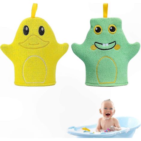 Gant de toilette bébé ultra-doux, lot de 2 lingettes lavables pour le bain et la douche des enfants, nettoyage délicat de la peau (1/5)