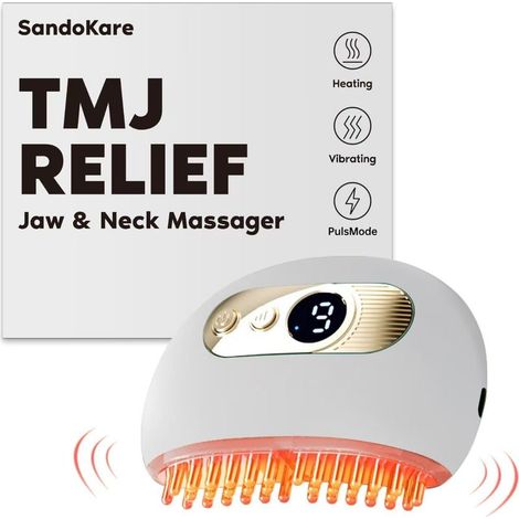 Kiefergelenksmassagegerät mit Vibrations- und Wärmefunktion, ergonomisches Mehrnadel-Massagegerät, effektive Linderung von Kiefer- und Nackenschmerzen, Weiß (1/5)
