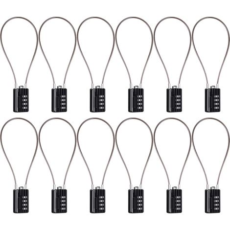 Lot de 12 cadenas à combinaison réinitialisables, 30 mm de largeur, corps avec câble extrêmement long, cadenas à 4 chiffres pour valise, sac de voyage, casiers de gym, armoires de classement (1/5)