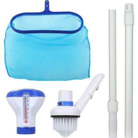 Kit di accessori per la manutenzione della piscina con skimmer, asta telescopica, spazzola e dispenser galleggiante (per spa/vasca idromassaggio/laghetto)