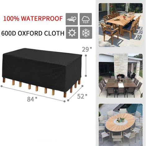 (213x132x74cm)(Nero) Telo copridivano da esterno resistente, impermeabile, resistente alle intemperie, rettangolare, resistente a pioggia, neve, polvere, raggi UV e vento (Nero) (1/3)