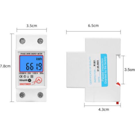 Sous compteur électrique monophasé, certifié MID, 45A max modulaire, Simple tarif, Affichage LCD