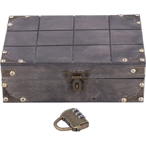 Boîte à bijoux rétro avec serrure à code, accessoire photo, organiseur de documents de bureau (1/5)