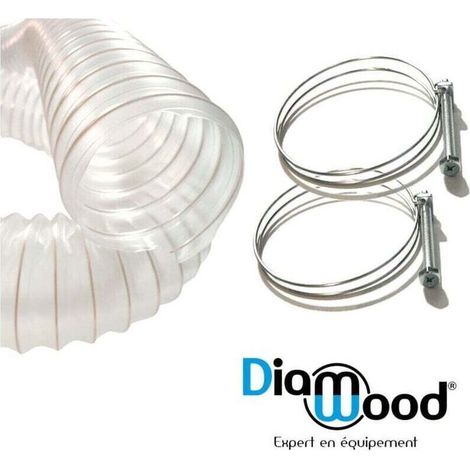 Tuyau Flexible Aspiration de Poussières et Copeaux en PU Acier Cuivré - 2,5M - D.100mm - Épaisseur 0,4mm - Antistatique - Inclut 2 Colliers de Serrage (1/5)