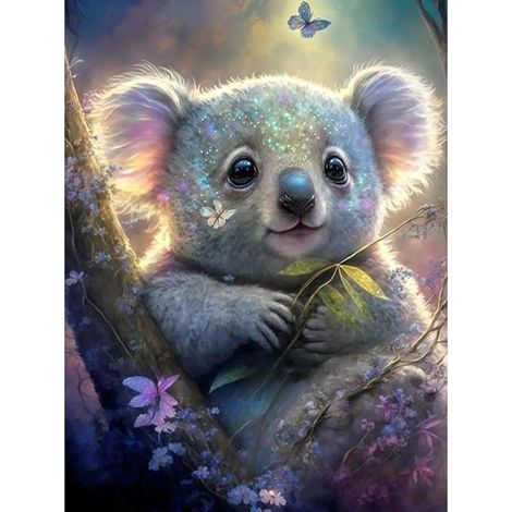 5D Diamond Painting - Koala - petit 30x40cm - set de tableaux DIY avec pierres carrées pour hall d'entrée, escalier, cuisine, salle à manger (1/5)