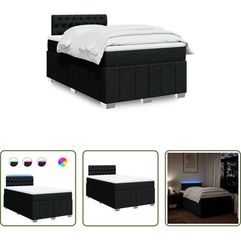 Matelas à ressorts ensachés - Sommier à lattes de lit avec matelas noir 120x190 cm tissu (1/5)