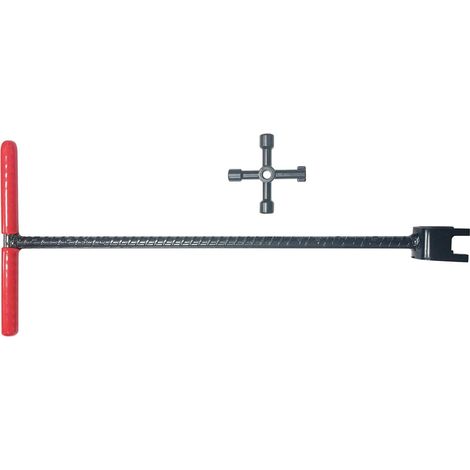 Clé à poignée en T professionnelle longue de 43,2 cm, utilitaire à 4 voies pour valve d'eau et zones difficiles à atteindre avec poignée en T, outil d'eau (1/5)