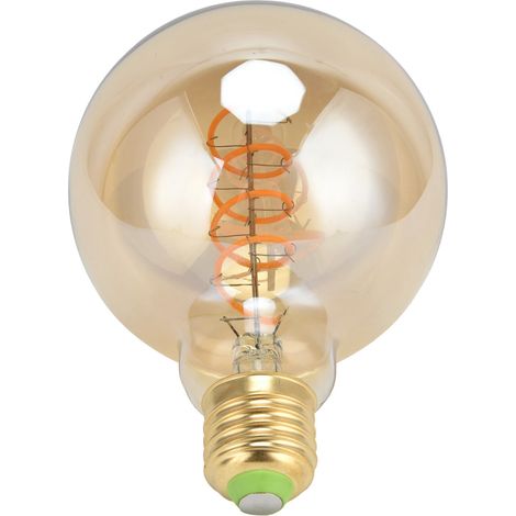 LED-Glühbirne, dimmbar, flexibler Glühfaden, Einzelspirale, Retro-Sockel, E27, 4 W, warmweiß, 110 V, Gold (1/5)