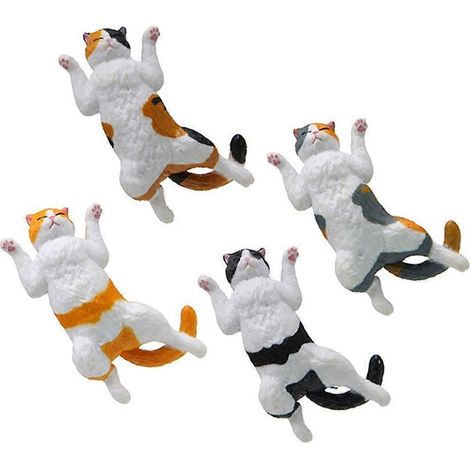 Ensemble de 4 mini-figurines de chats couchés de dessin animé pour la décoration de jardin et d'aménagement paysager (1/5)