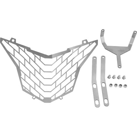 Motorradscheinwerferschutz aus silbernem Edelstahl